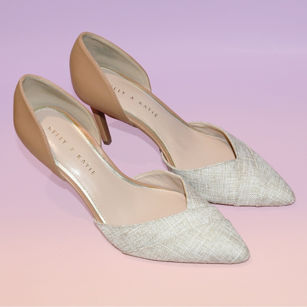 Pump High Heel Shoes Linen Leather - Picture 2 of 6
